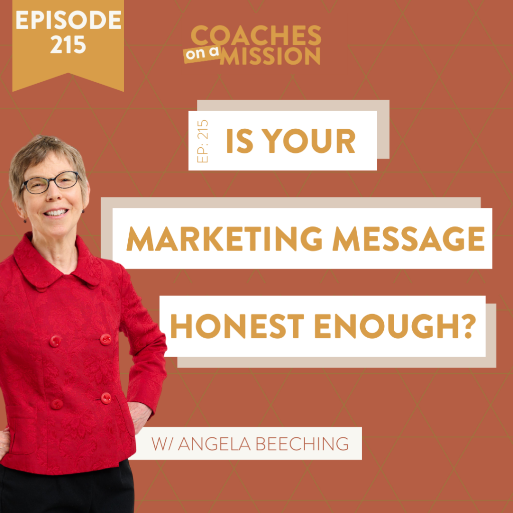 headshot of guest Angela Beeching for her "is your marketing message honest enough?" podcast episode
